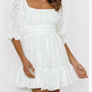 EUC White Eyelet, Cotton Dress- size small